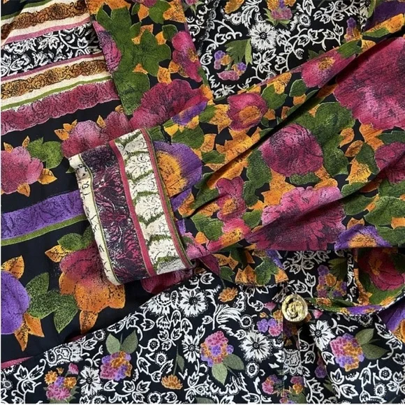 Vintage Mixed Floral Oversized Blazer Jacket 90s Maximalist Art-To-Wear Artsy M - Picture 12 of 13